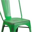 Bowery Hill Metal Curved Slat Back Dining Side Chair in Distressed Green