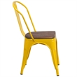 Bowery Hill Metal Stackable Dining Side Chair in Yellow