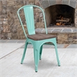 Bowery Hill Transitional Metal Dining Side Chair in Mint Green