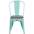 Bowery Hill Transitional Metal Dining Side Chair in Mint Green
