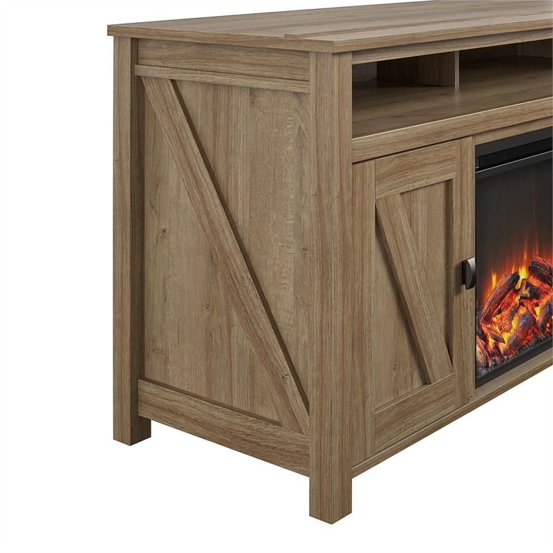 Bowery Hill Modern Wood Fireplace TV Stand for TVs up to 60'' in Light Brown