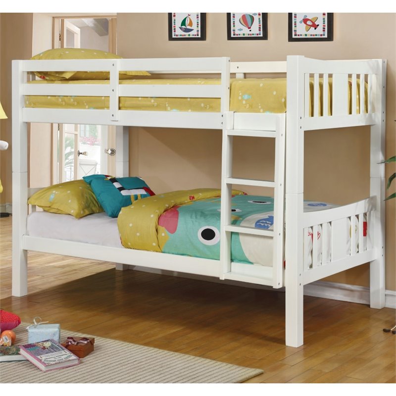 Bowery Hill Full Over Full Wooden Bunk Bed in White