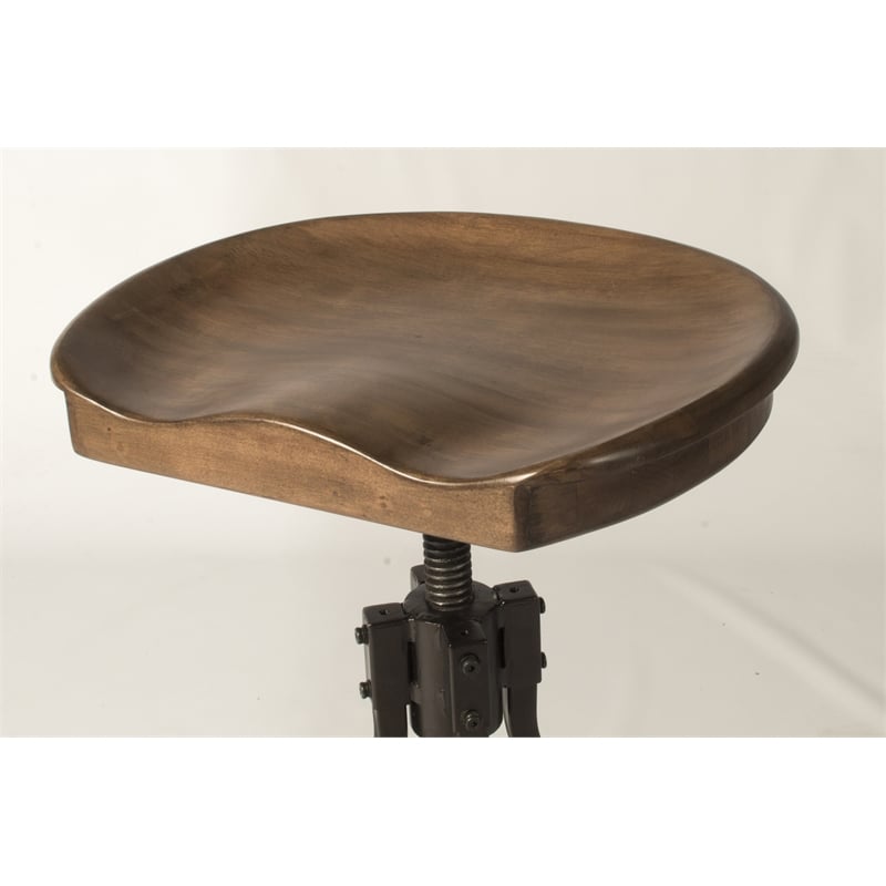 Bowery Hill Wooden Distressed Walnut Bar Stool Adjustable Swivel Backless Unassembled
