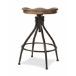 Bowery Hill Wooden Distressed Walnut Bar Stool Adjustable Swivel Backless Unassembled