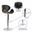 Bowery Hill Adjustable Adjustable Faux Leather Bar Stool In Black and Beech