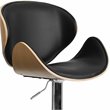 Bowery Hill Adjustable Adjustable Faux Leather Bar Stool In Black and Beech