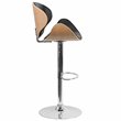 Bowery Hill Adjustable Adjustable Faux Leather Bar Stool In Black and Beech