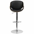 Bowery Hill Adjustable Adjustable Faux Leather Bar Stool In Black and Beech