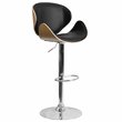 Bowery Hill Adjustable Adjustable Faux Leather Bar Stool In Black and Beech