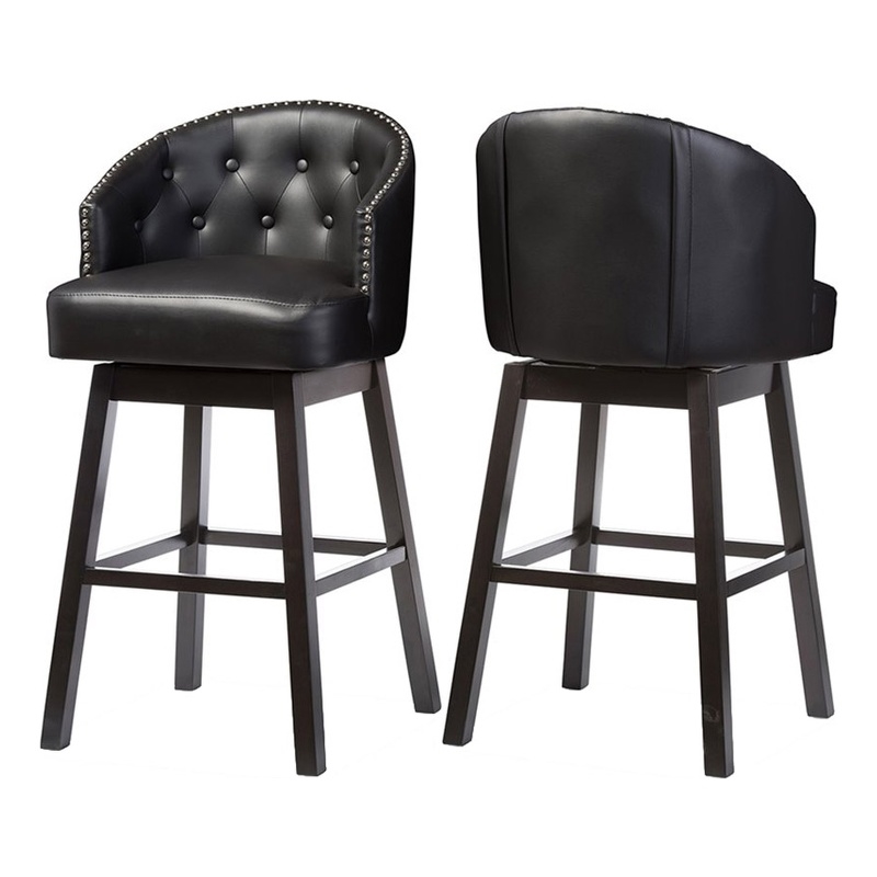 Bowery Hill Faux Leather Black Bar Stool Swivel Rectangular 30.62