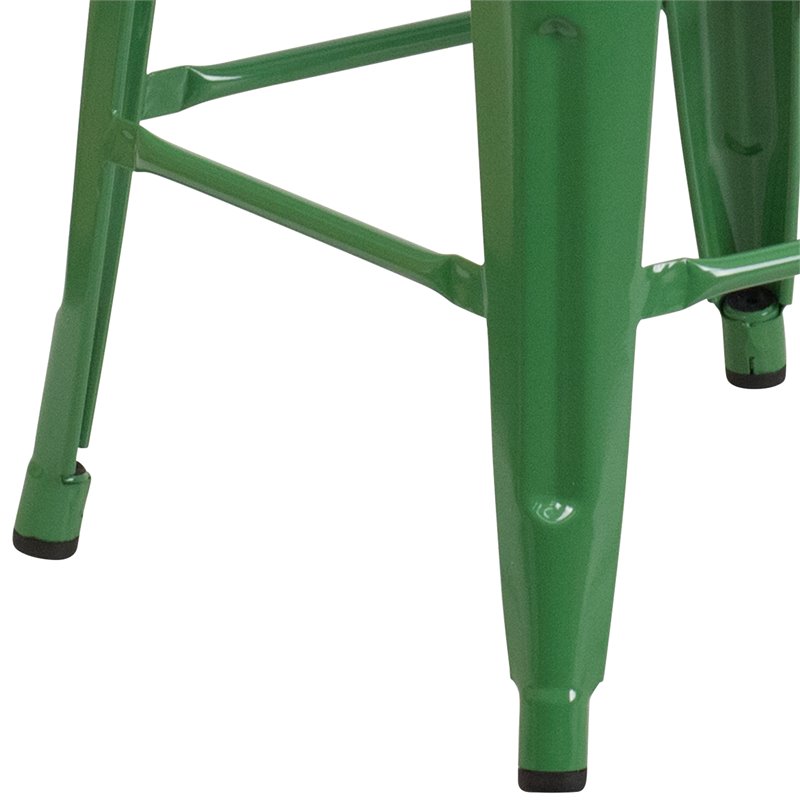 Bowery Hill Metal Green Counter Stool Backless Indoor Outdoor 24