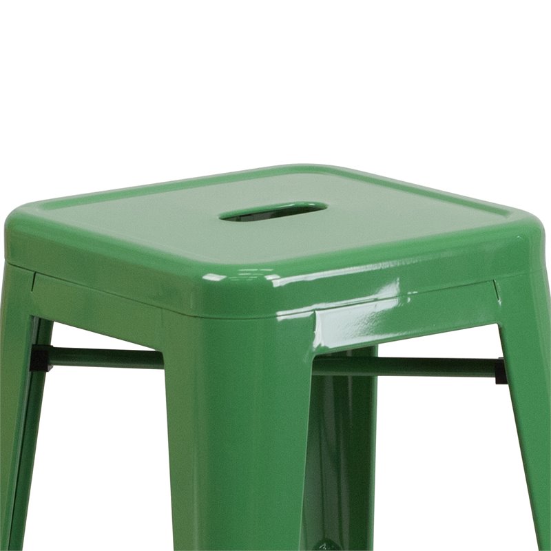 Bowery Hill Metal Green Counter Stool Backless Indoor Outdoor 24