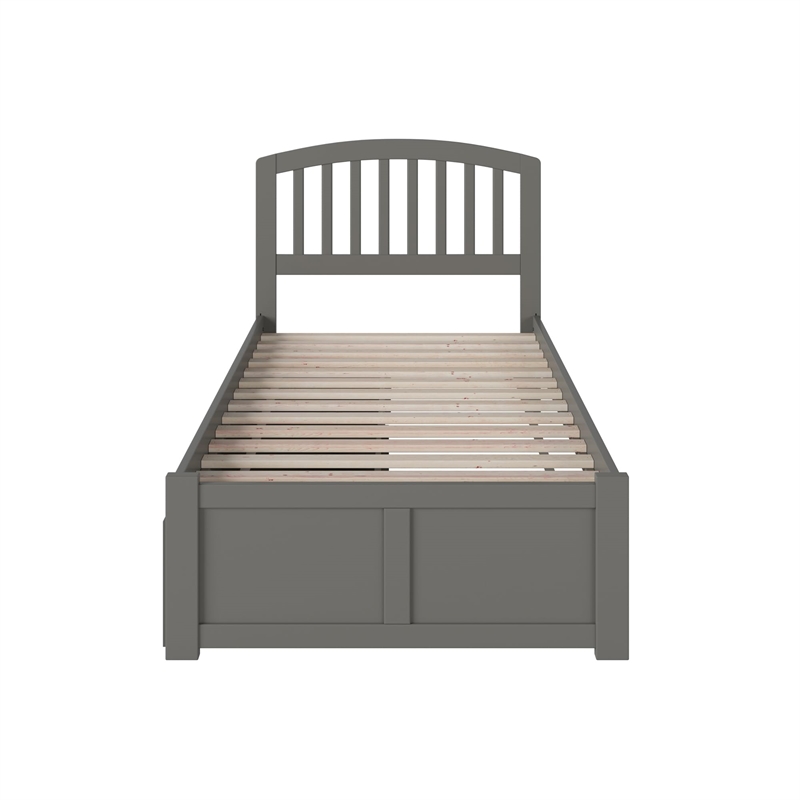 Bowery Hill Twin XL Wood Platform Bed with Footboard & Storage Drawers in Grey