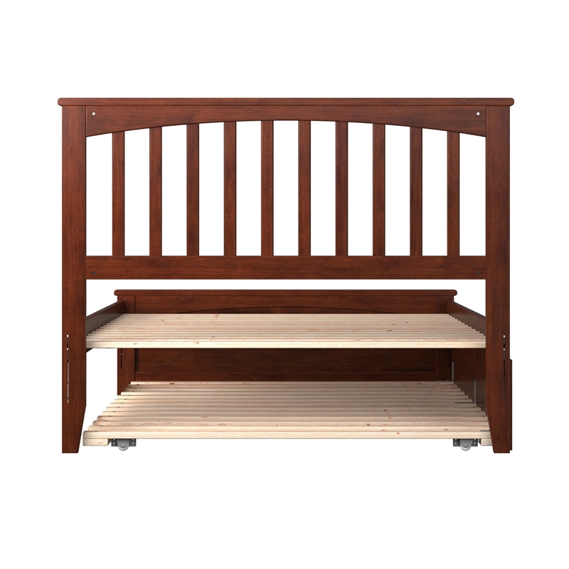 Bowery Hill Full Platform Bed with Matching Footboard & Full Trundle in Walnut