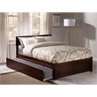 Bowery Hill Full Wood Platform Bed with Footboard and Full Trundle in Walnut