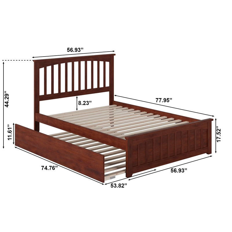 Bowery Hill Full Platform Bed with Matching Footboard & Full Trundle in Espresso
