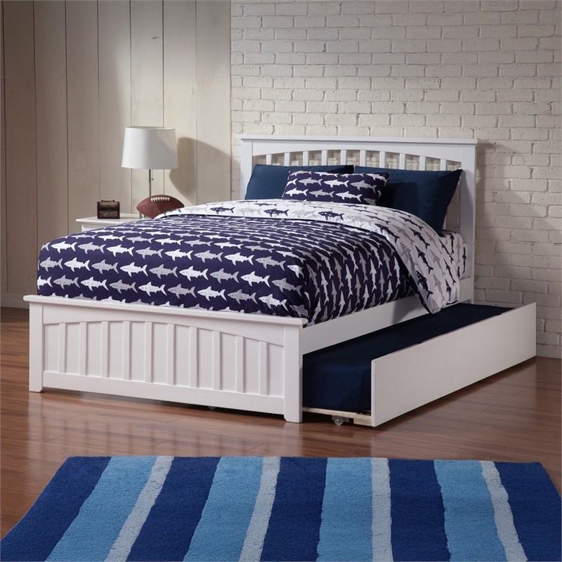 Bowery Hill Full Platform Bed with Matching Footboard & Full Trundle in White