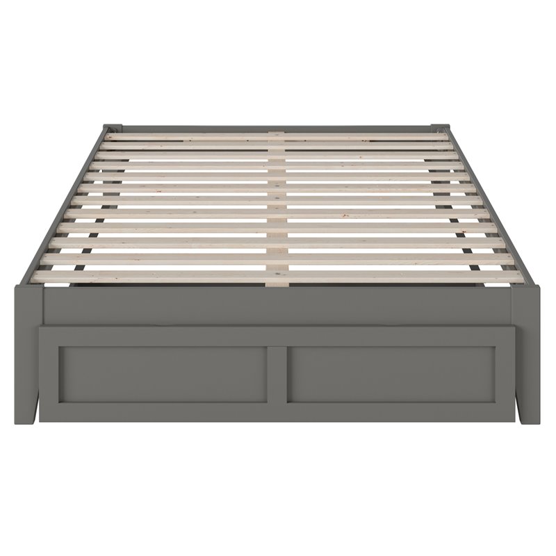 Bowery Hill Modern Wood Full Bed with Foot Drawer with USB Charger in Gray
