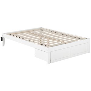 Bowery Hill Modern Wood Full Bed with Foot Drawer and USB Charger in White