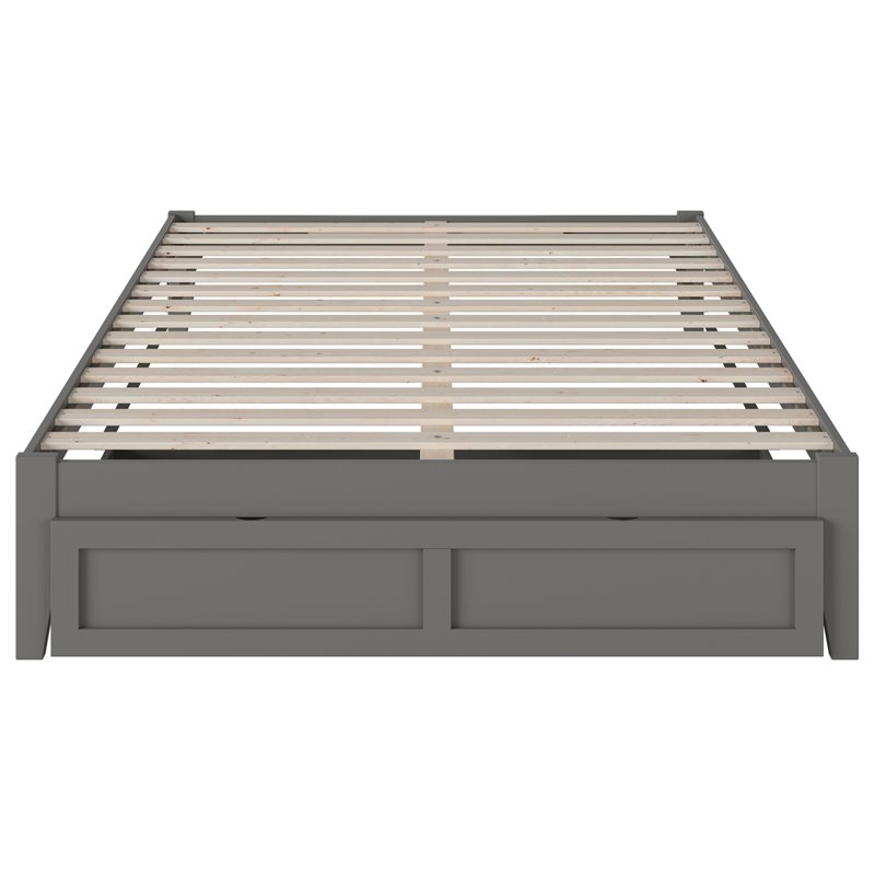 Bowery Hill Modern Wood Queen Bed with Foot Drawer with USB Charger in Gray