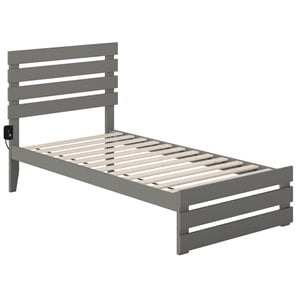 Bowery Hill Farmhouse Solid Wood Twin Bed with Footboard in Gray