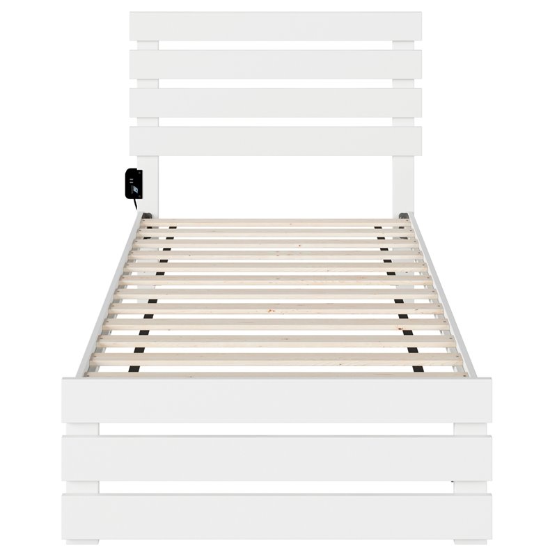 Bowery Hill Farmhouse Solid Wood Twin Bed with Footboard in White