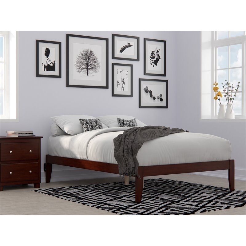 Bowery Hill Solid Wood Walnut Full Platform Bed Rectangular Turbo Charger 53.38