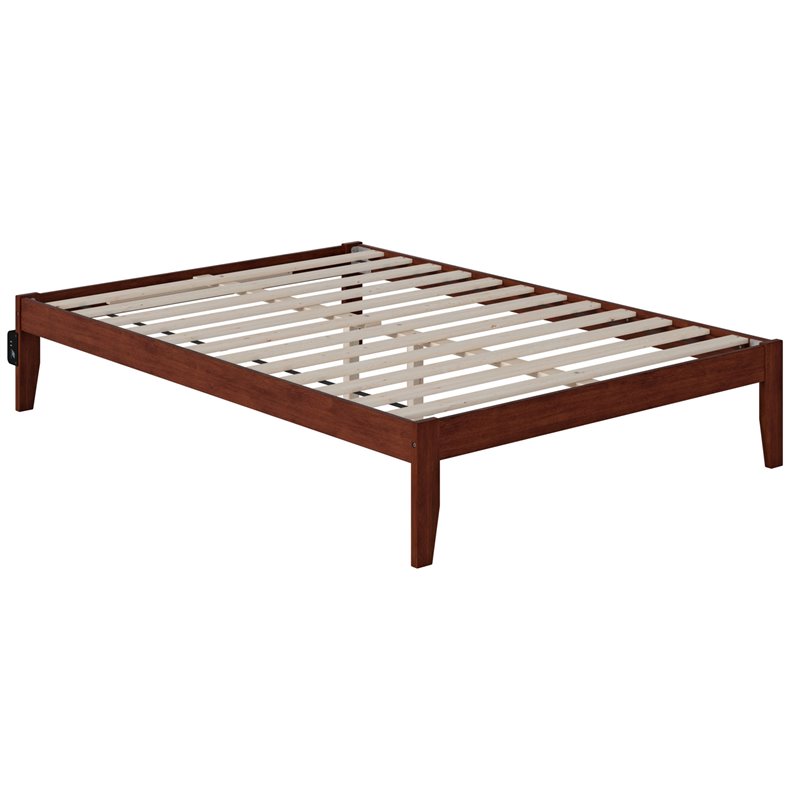 Bowery Hill Solid Wood Walnut Full Platform Bed Rectangular Turbo Charger 53.38