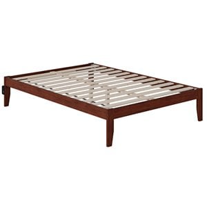 Bowery Hill Solid Wood Walnut Full Platform Bed Rectangular Turbo Charger 53.38&quotW x 76&quotD Unassembled
