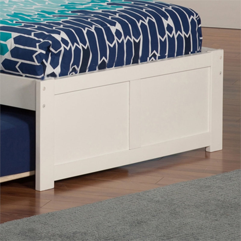 Bowery Hill Solid Wood White Twin XL Platform Panel Bed with Trundle