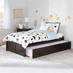 Bowery Hill Modern Wood Twin XL Platform Panel Bed with Trundle in Gray