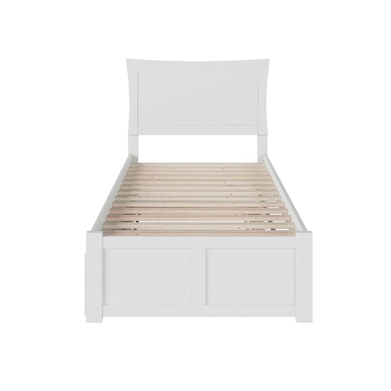 Bowery Hill Twin XL Platform Panel Bed with Trundle in White