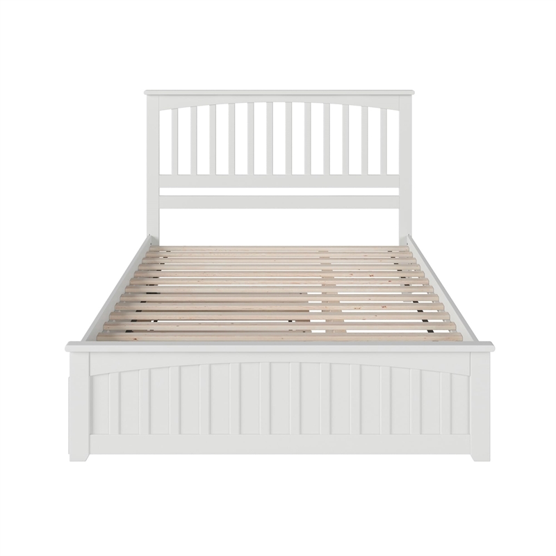 Bowery Hill Queen Platform Bed with Matching Footboard & Twin XL Trundle - White