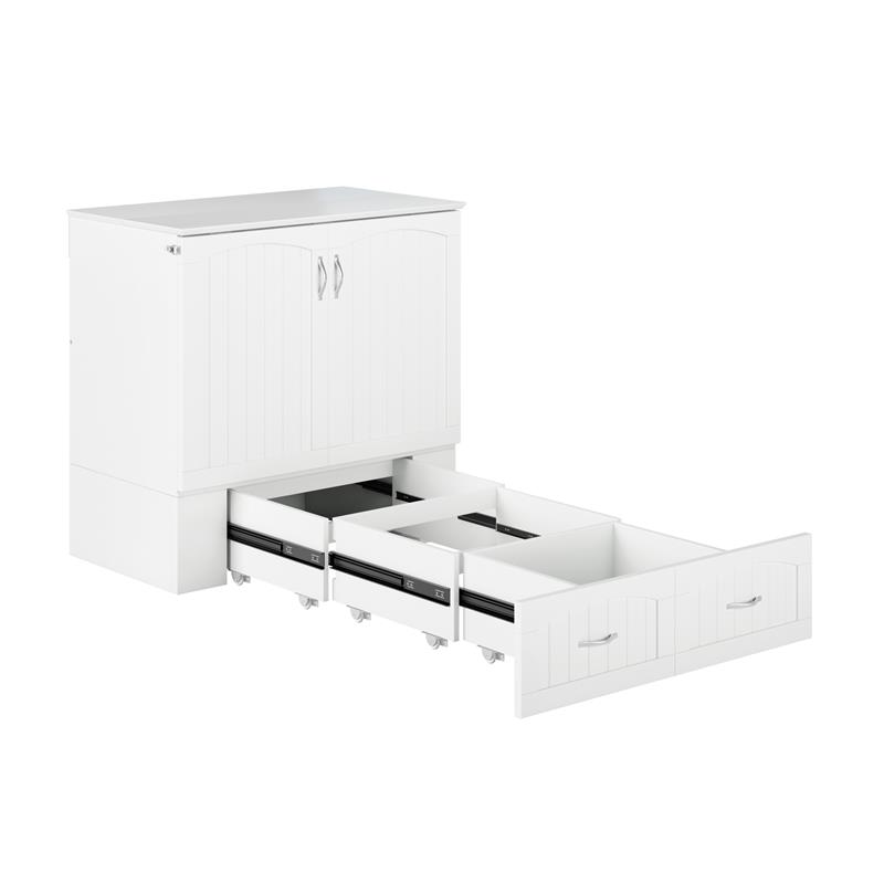 Bowery Hill Wood White Murphy Bed Twin XL Storage Charging Station 40.75
