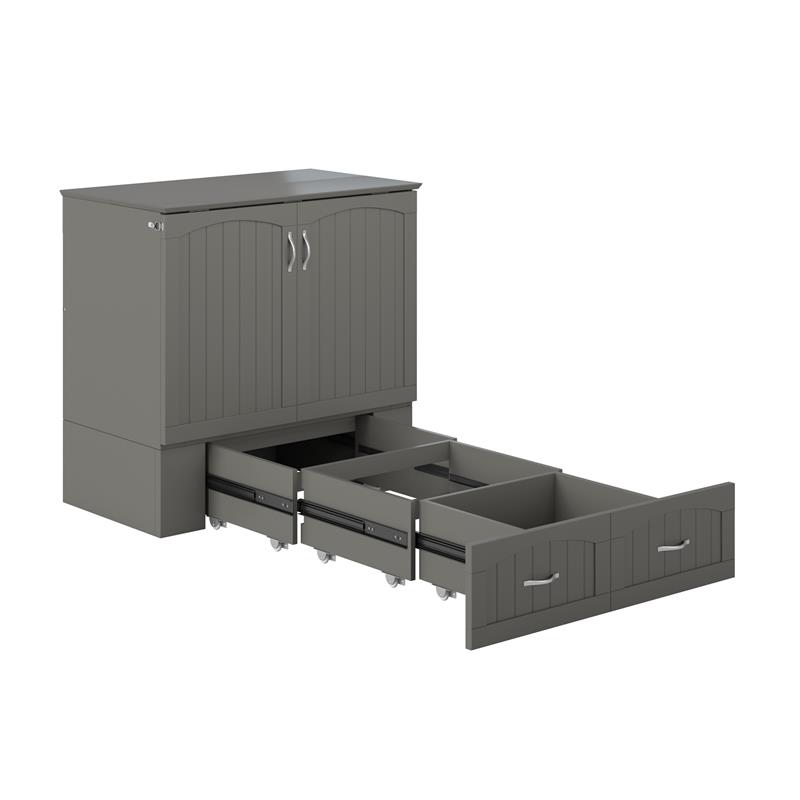 Bowery Hill Modern Wood Twin XL Murphy Bed Chest with Mattress in Gray