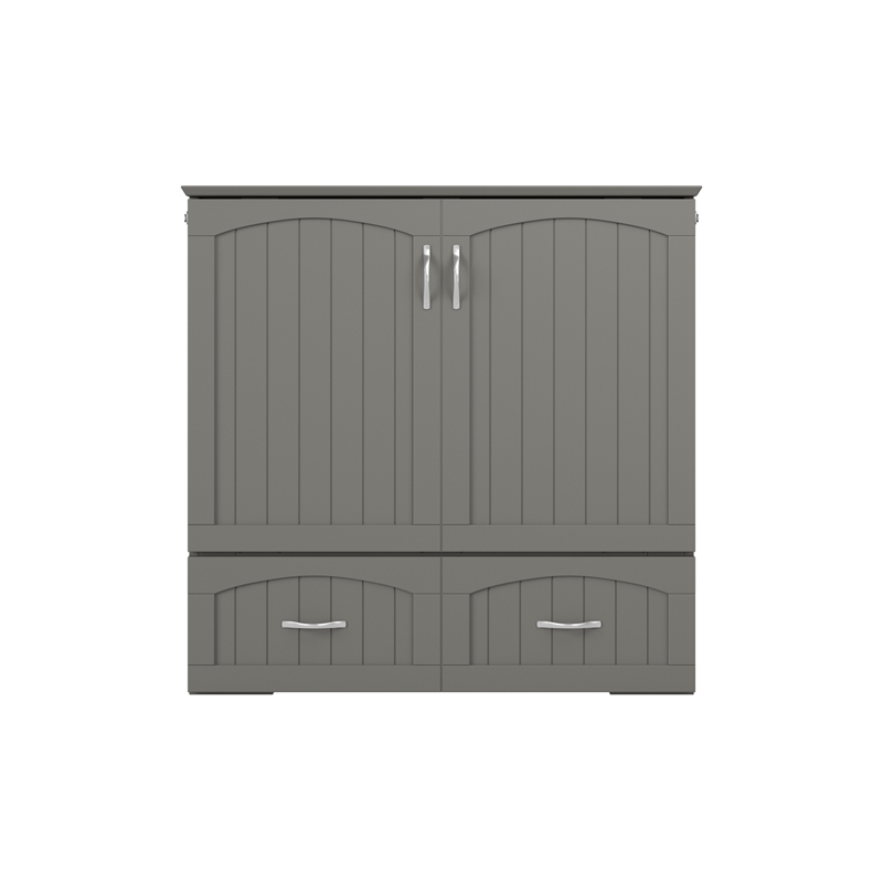 Bowery Hill Modern Wood Twin XL Murphy Bed Chest with Mattress in Gray