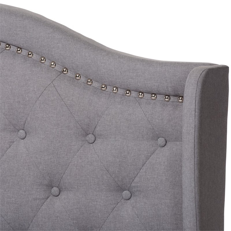Bowery Hill Fabric Tufted King Size Bed in Grey