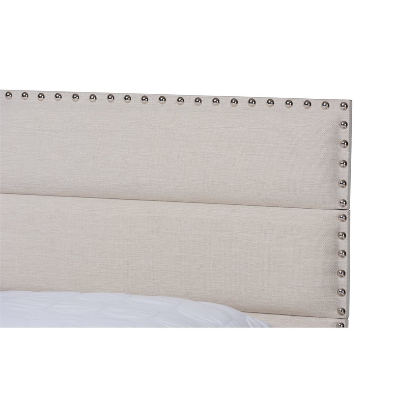 Bowery Hill Full Size Beige Fabric Upholstered Bed