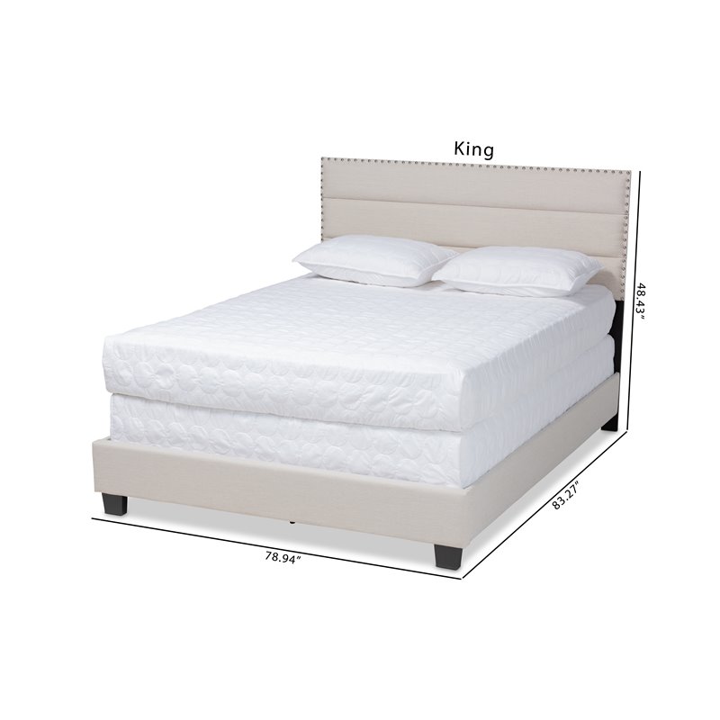 Bowery Hill Full Size Beige Fabric Upholstered Bed