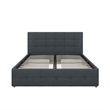 Bowery Hill Mid-Century Button Tufted Fabric Full Storage Platform Bed in Blue
