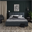 Bowery Hill Mid-Century Button Tufted Fabric Full Storage Platform Bed in Blue
