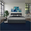 Bowery Hill Mid-Century Button Tufted Fabric Full Storage Platform Bed in Blue