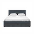 Bowery Hill Mid-Century Button Tufted Fabric Full Storage Platform Bed in Blue