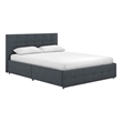 Bowery Hill Mid-Century Button Tufted Fabric Full Storage Platform Bed in Blue