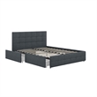 Bowery Hill Tufted Queen Storage Platform Bed in Blue