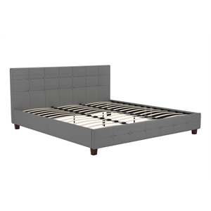 Bowery Hill Upholstered King Bed in Gray