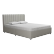 Bowery Hill Modern Fabric Upholstered Queen Bed with Storage Drawers in Gray