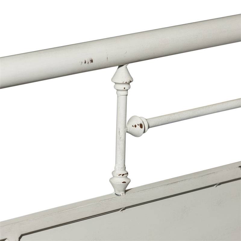 Bowery Hill Modern Queen Metal Bed in Antique White