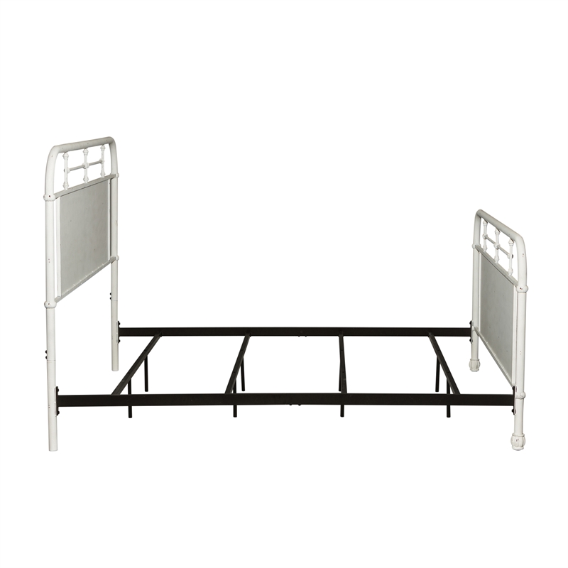 Bowery Hill Modern Queen Metal Bed in Antique White