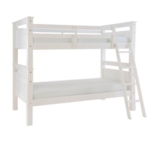 Bowery Hill Transitional Wood Twin Over Twin Bunk Bed Heavy Duty Slats in White